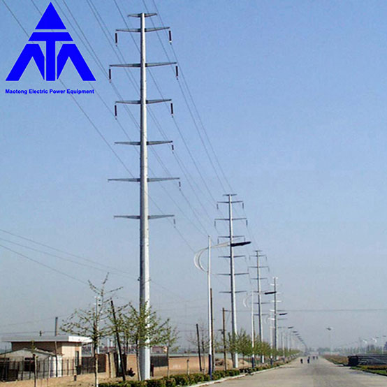 20m Steel Monopole Transmission พลังงานไฟฟ้า Single Tube Tower